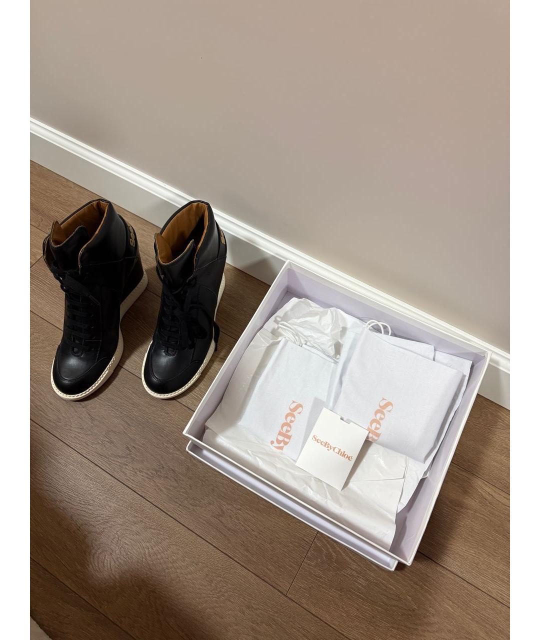 SEE BY CHLOE Черные кожаные ботинки, фото 8