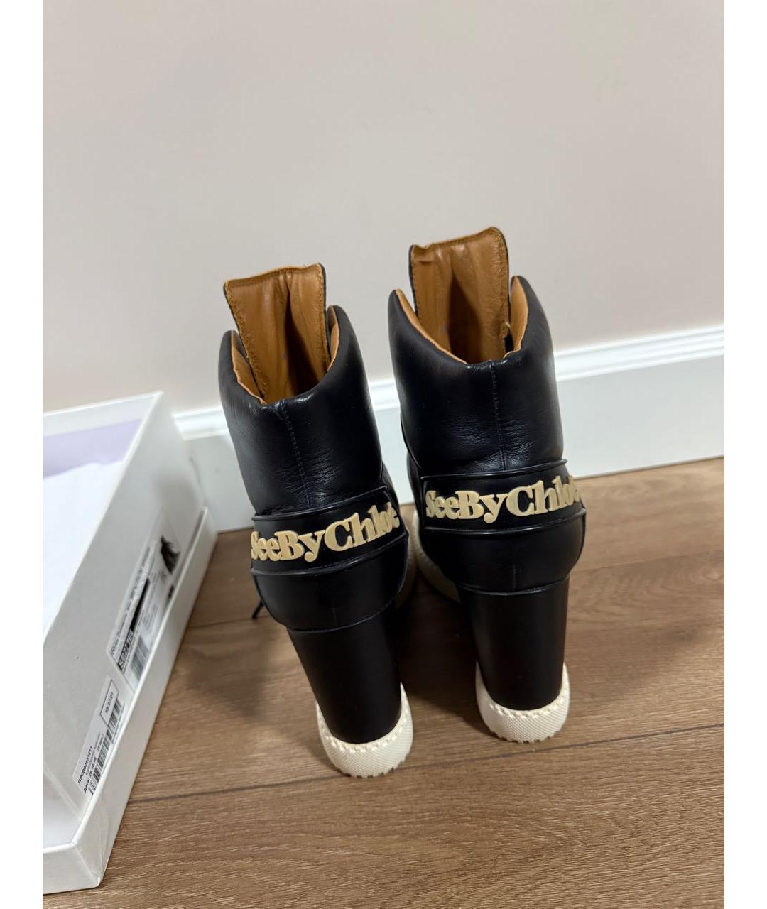 SEE BY CHLOE Черные кожаные ботинки, фото 4