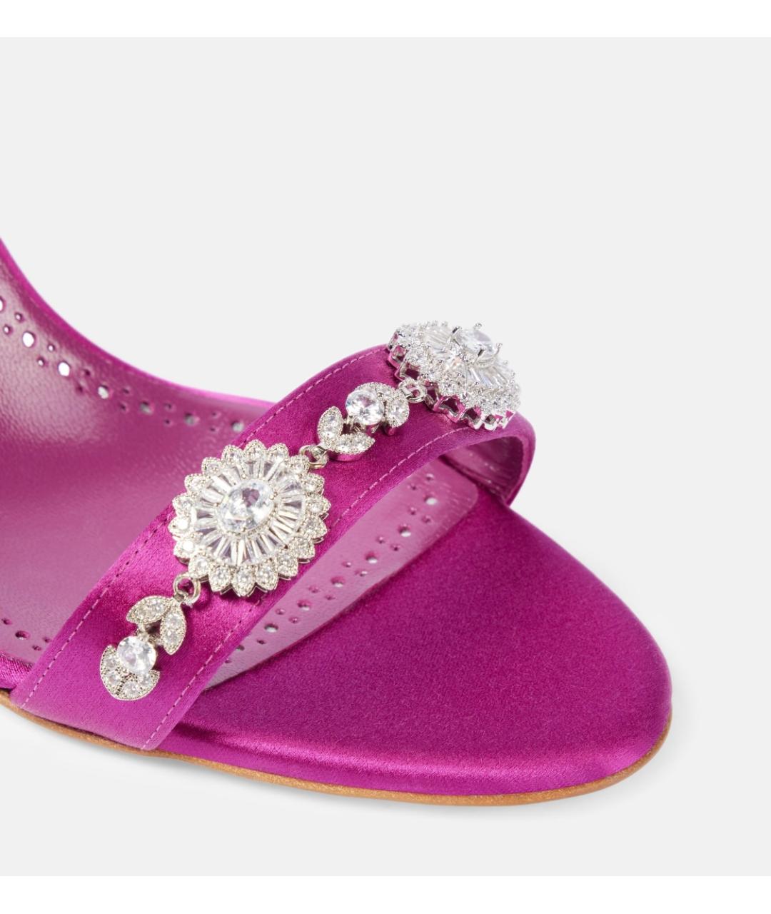 MANOLO BLAHNIK Розовые текстильные мюли, фото 3