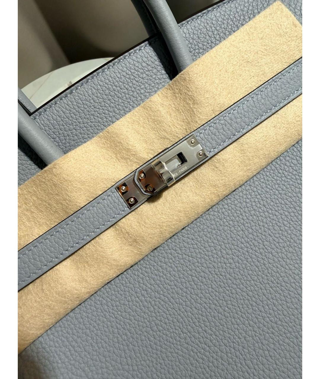 HERMES Серая кожаная сумка с короткими ручками, фото 4