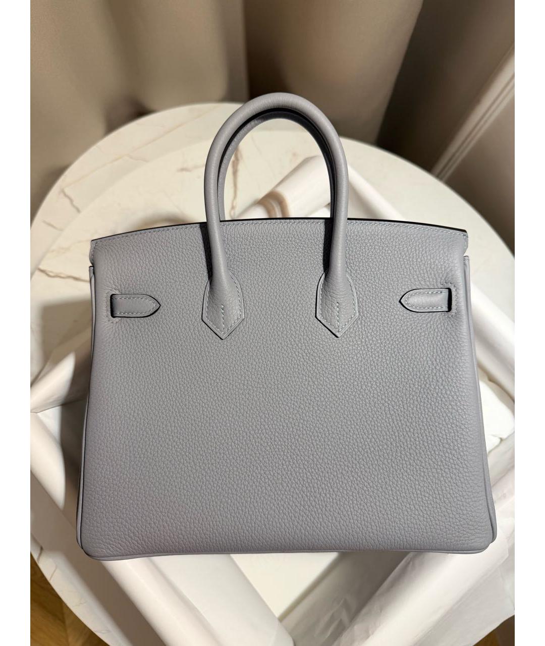 HERMES Серая кожаная сумка с короткими ручками, фото 3