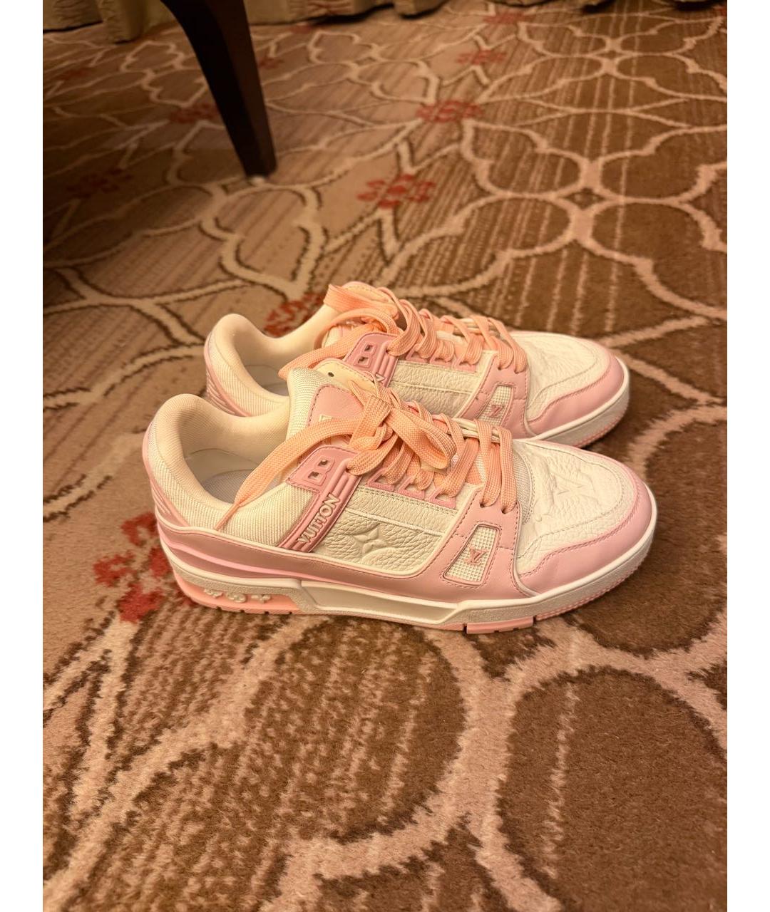 LOUIS VUITTON Розовые кожаные кроссовки, фото 5