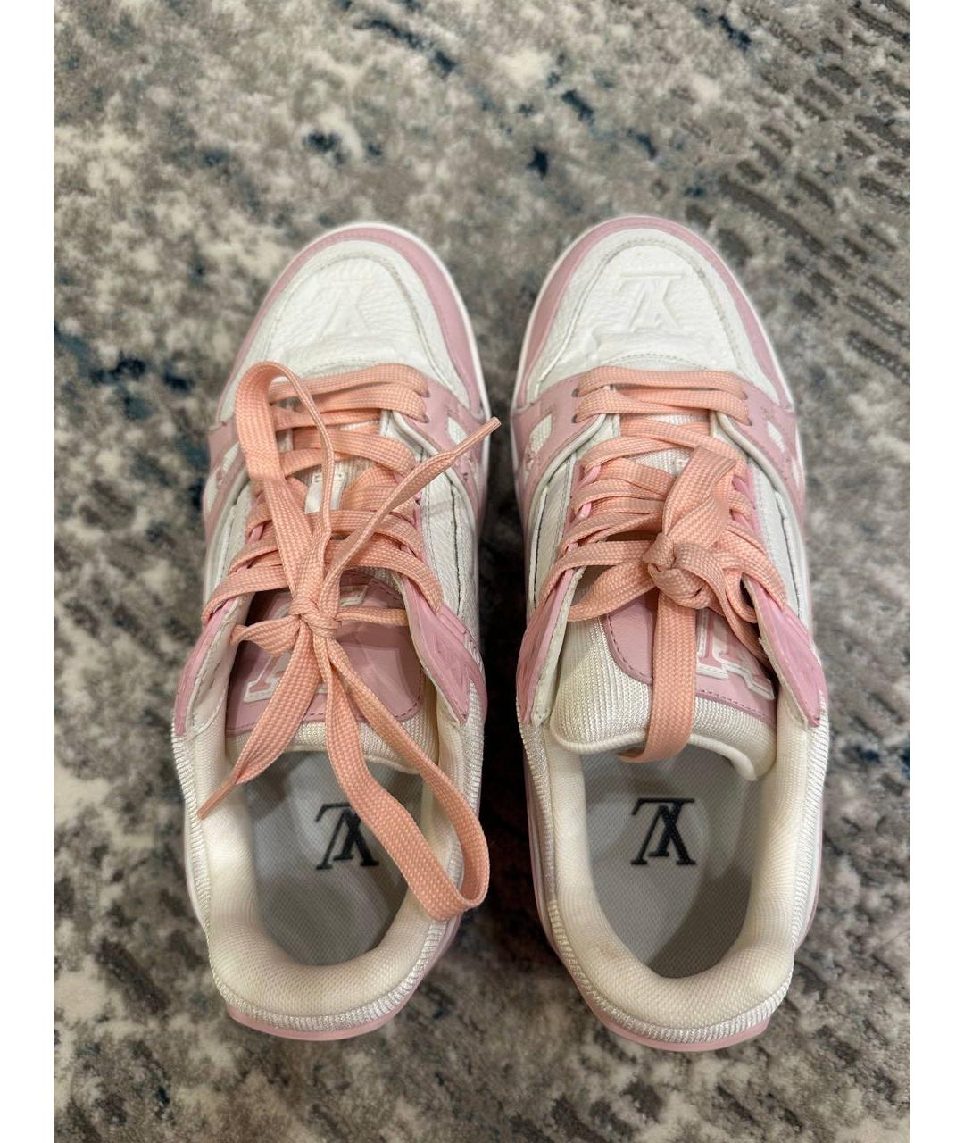 LOUIS VUITTON Розовые кожаные кроссовки, фото 3