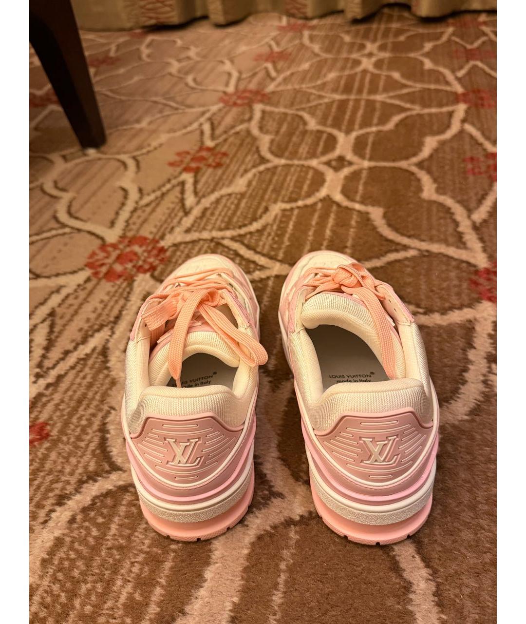 LOUIS VUITTON Розовые кожаные кроссовки, фото 4