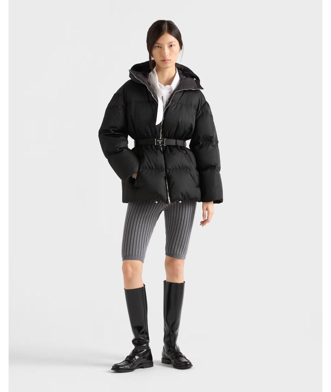 PRADA Черный полиэстеровый пуховик, фото 2