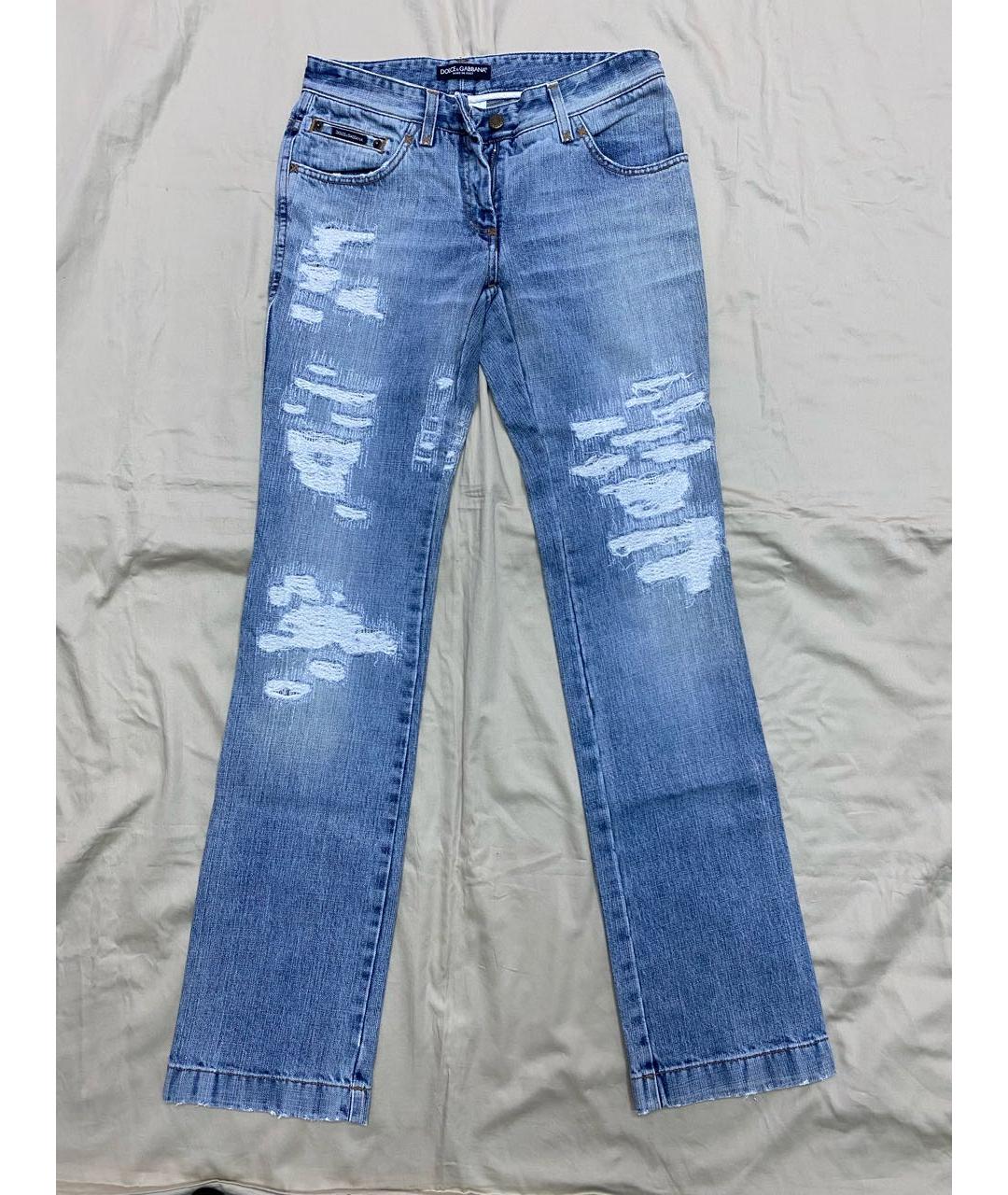 DOLCE&GABBANA Голубые хлопковые прямые джинсы, фото 7