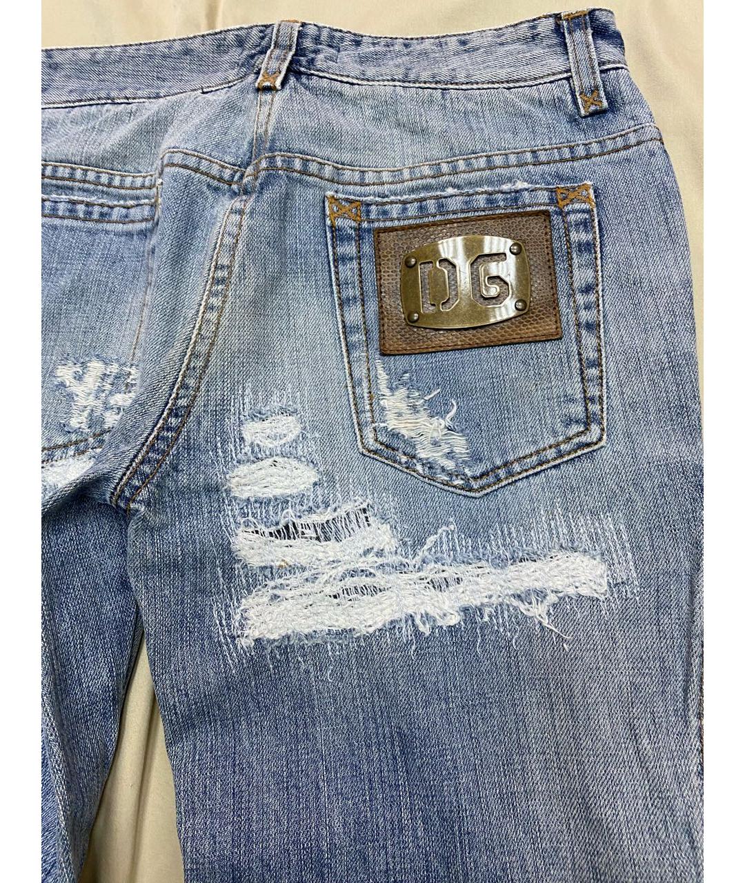 DOLCE&GABBANA Голубые хлопковые прямые джинсы, фото 4