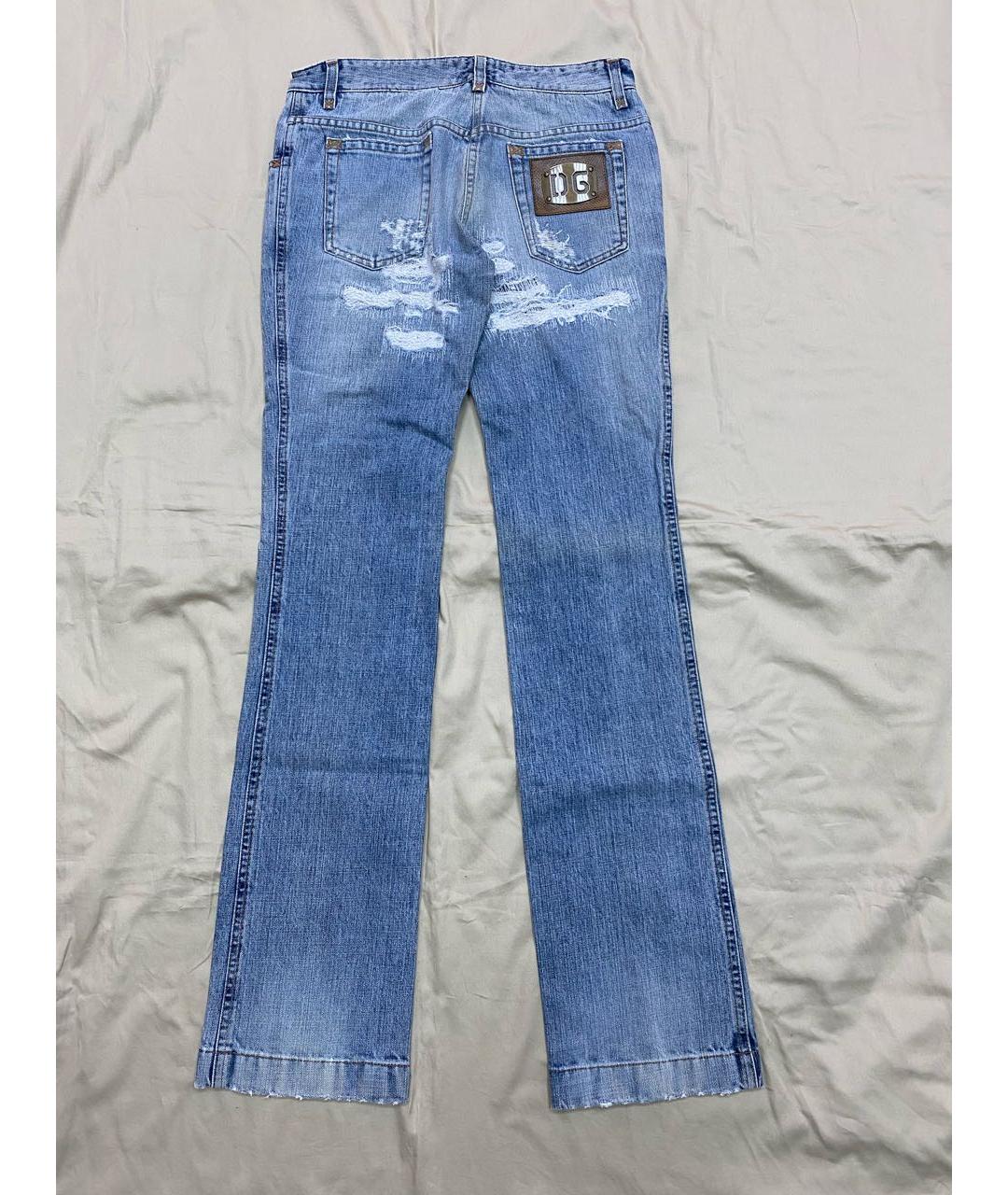 DOLCE&GABBANA Голубые хлопковые прямые джинсы, фото 2