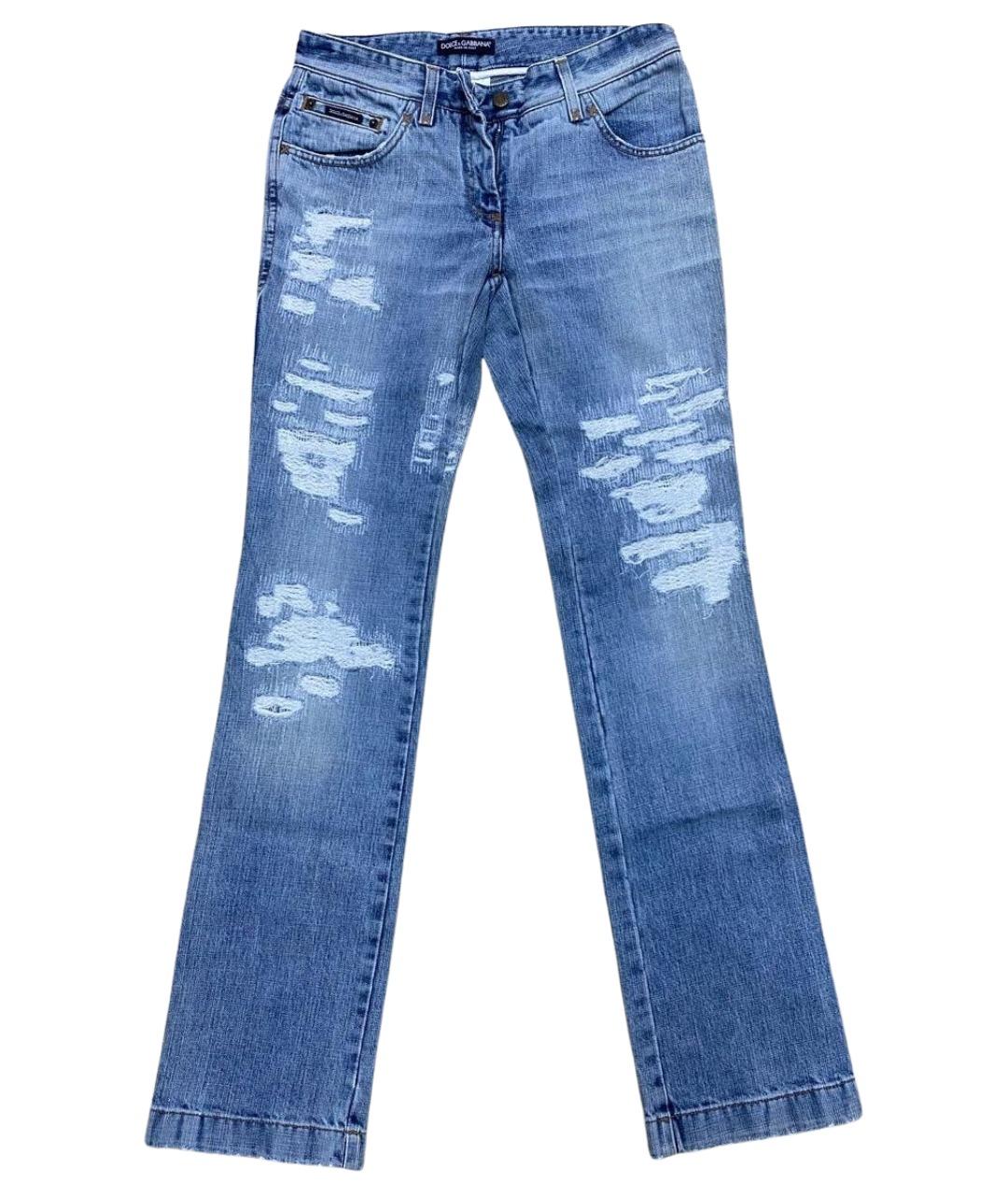 DOLCE&GABBANA Голубые хлопковые прямые джинсы, фото 1