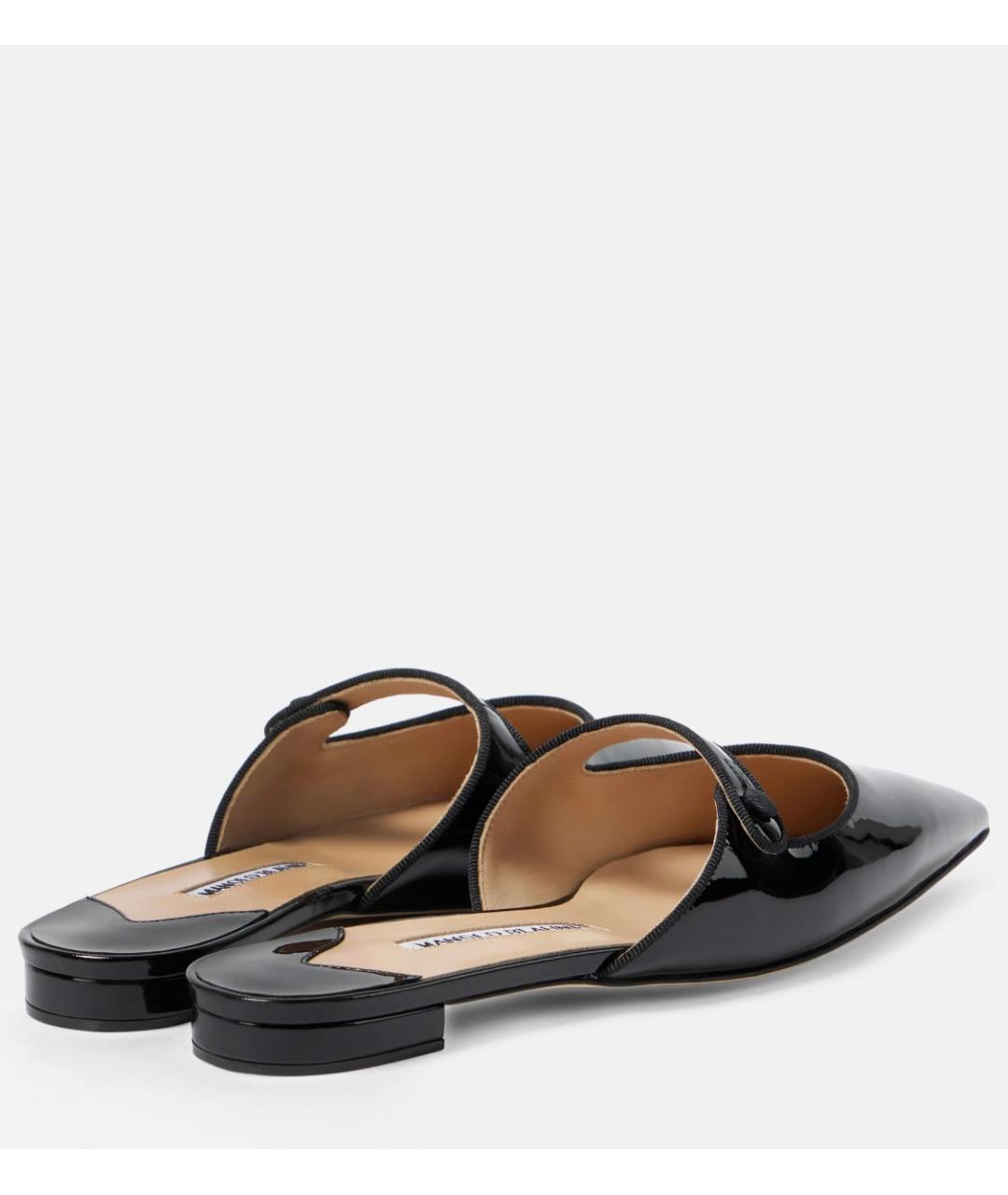 MANOLO BLAHNIK Черные мюли из лакированной кожи, фото 3