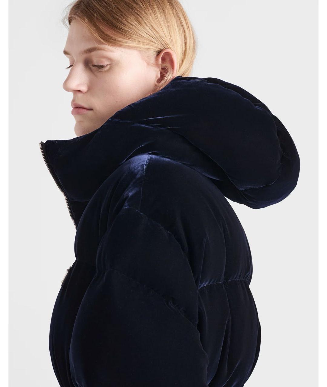 PRADA Темно-синий полиэстеровый пуховик, фото 3