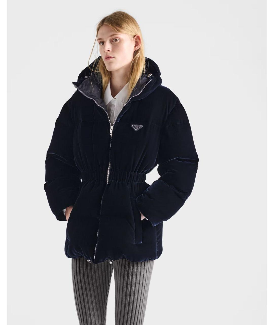 PRADA Темно-синий полиэстеровый пуховик, фото 4