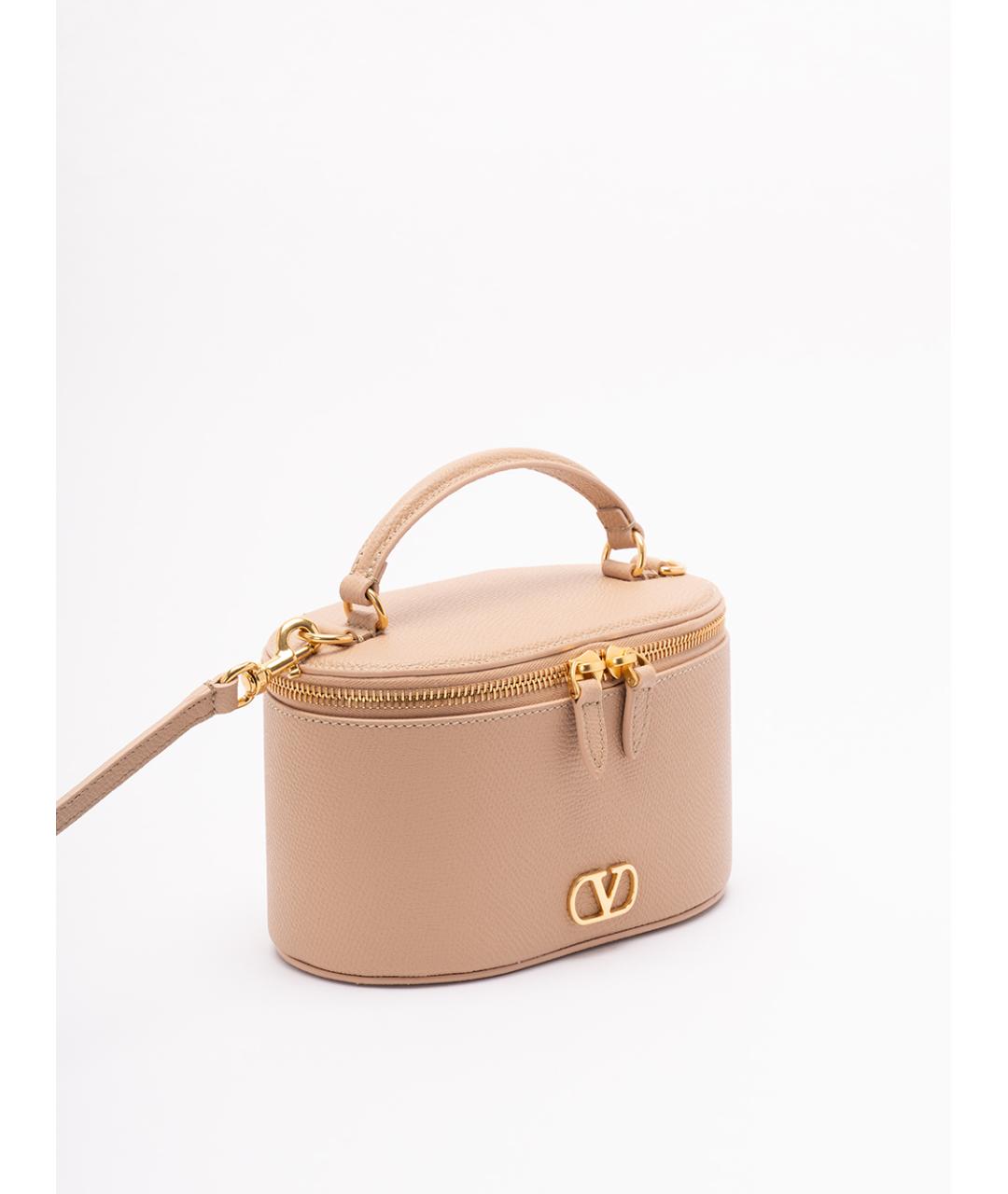 VALENTINO Бежевая кожаная сумка с короткими ручками, фото 3