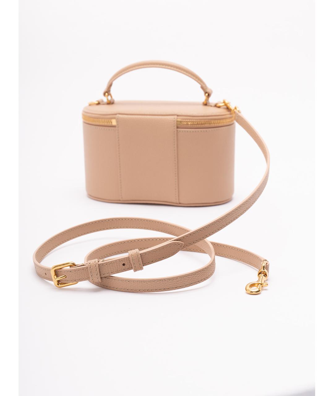 VALENTINO Бежевая кожаная сумка с короткими ручками, фото 4