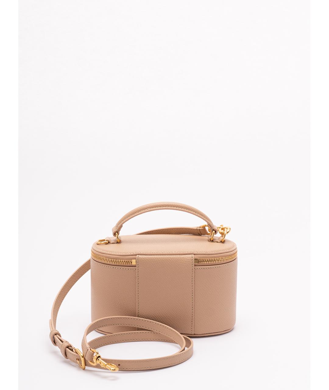 VALENTINO Бежевая кожаная сумка с короткими ручками, фото 2