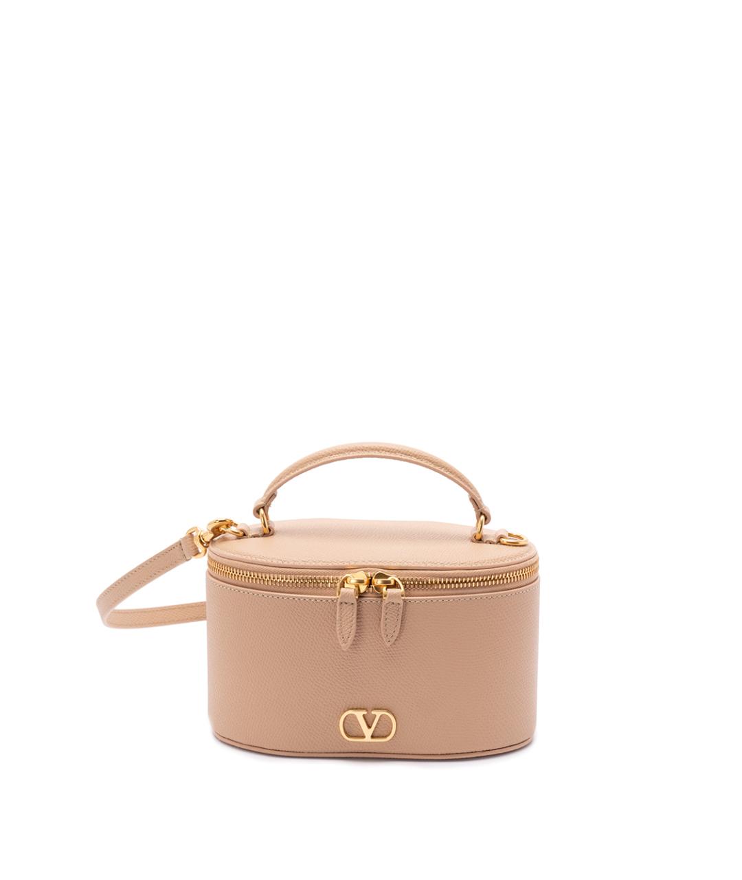 VALENTINO Бежевая кожаная сумка с короткими ручками, фото 1