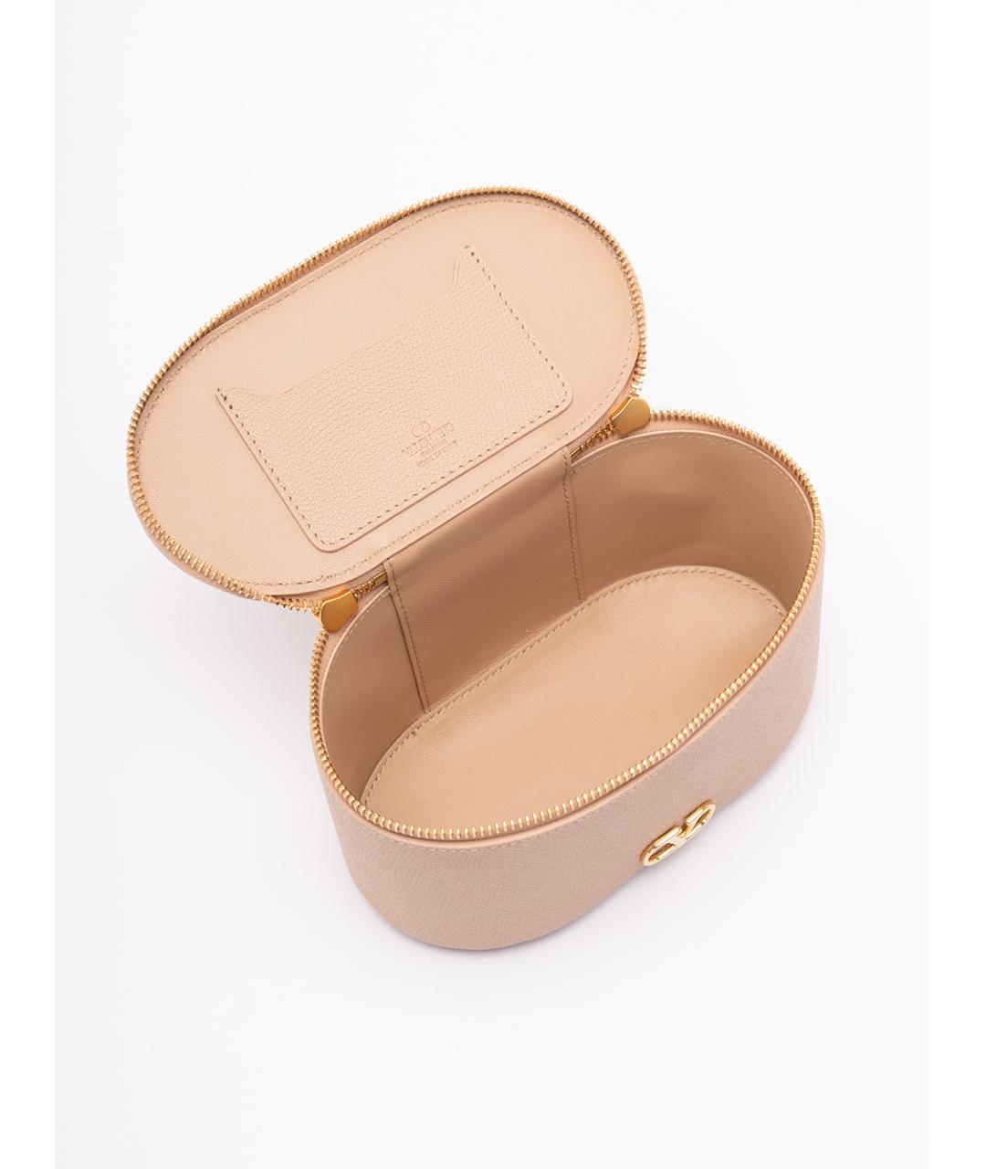 VALENTINO Бежевая кожаная сумка с короткими ручками, фото 5