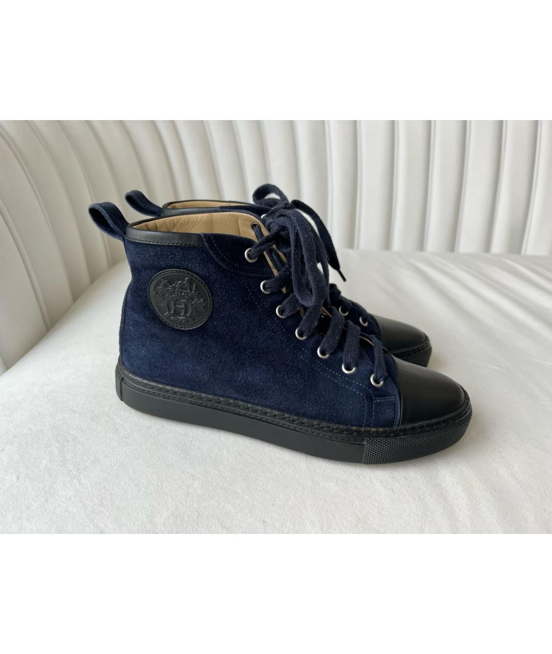 HERMES Темно-синие замшевые ботинки, фото 9