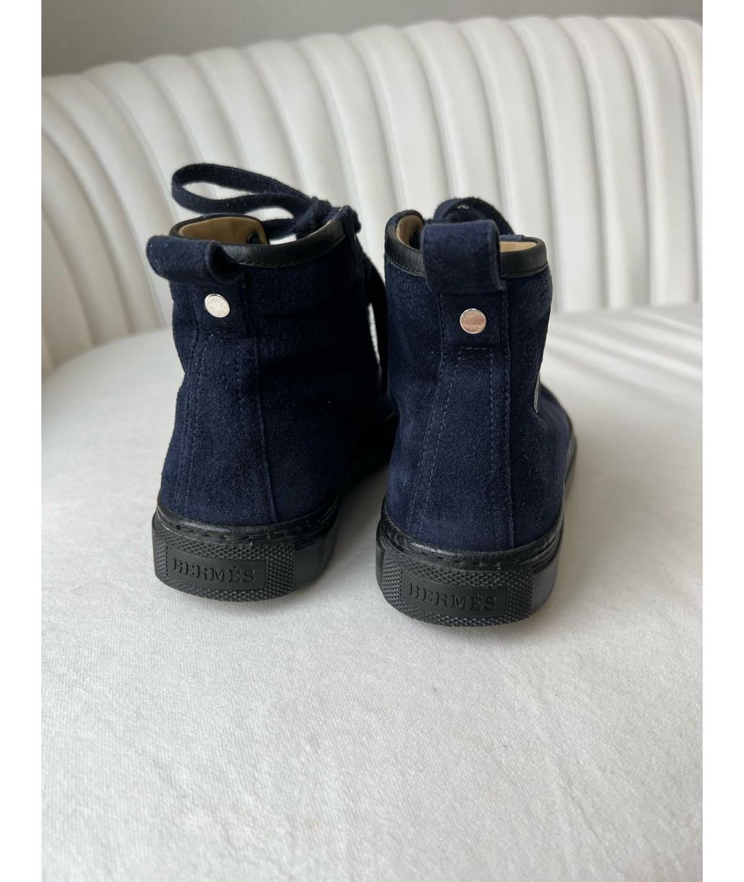 HERMES Темно-синие замшевые ботинки, фото 4