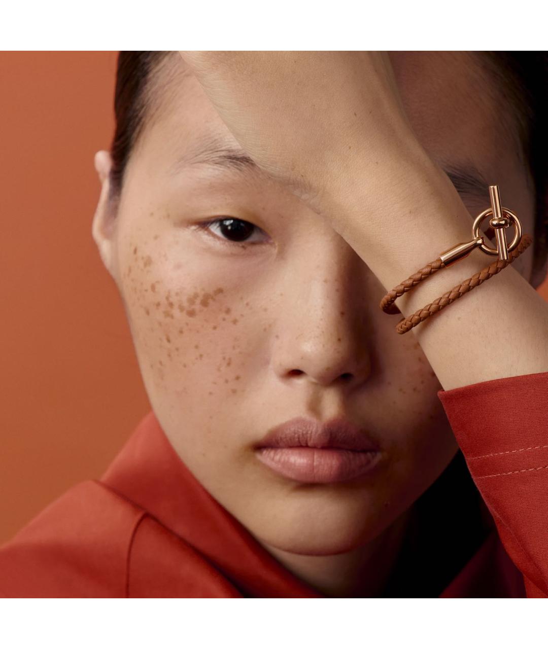 HERMES Золотой кожаный браслет, фото 2