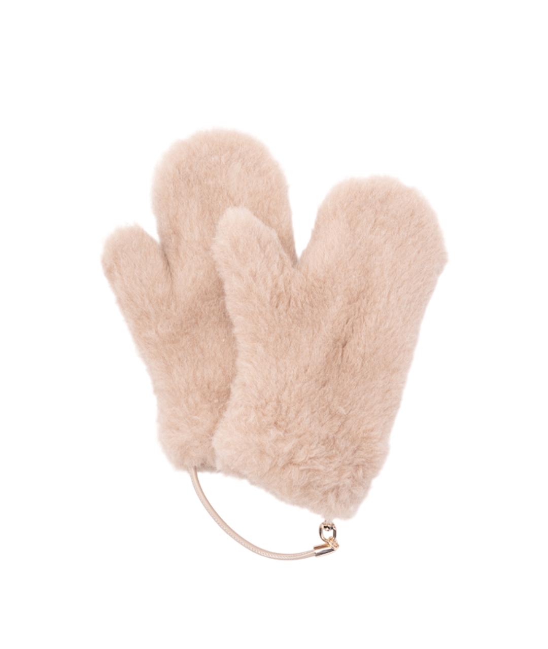 MAX MARA Розовые шерстяные варежки, фото 1