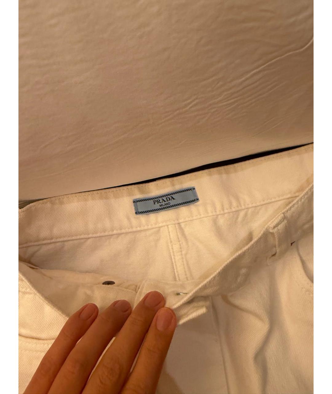 PRADA Белая хлопковая юбка мини, фото 3