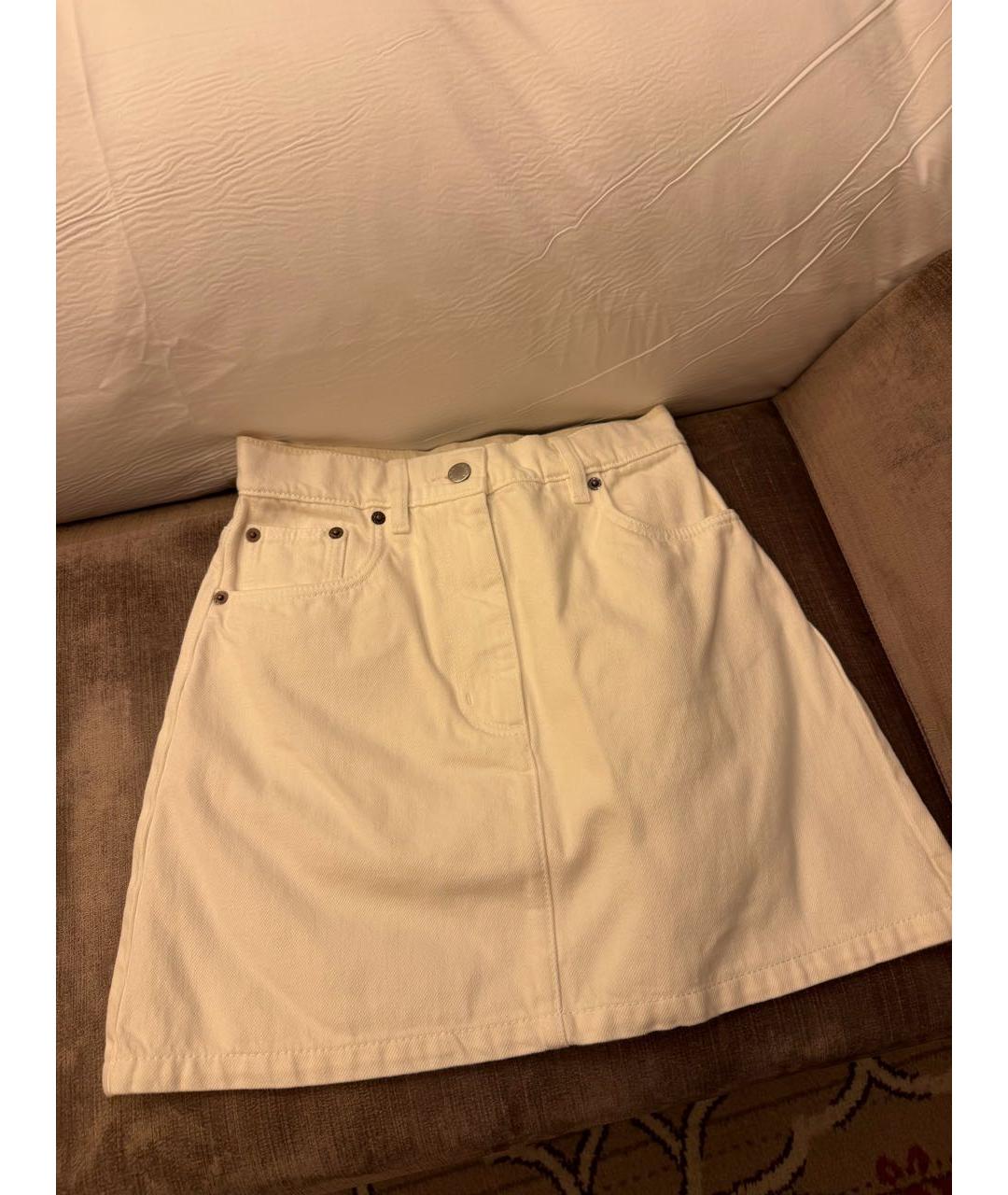 PRADA Белая хлопковая юбка мини, фото 5