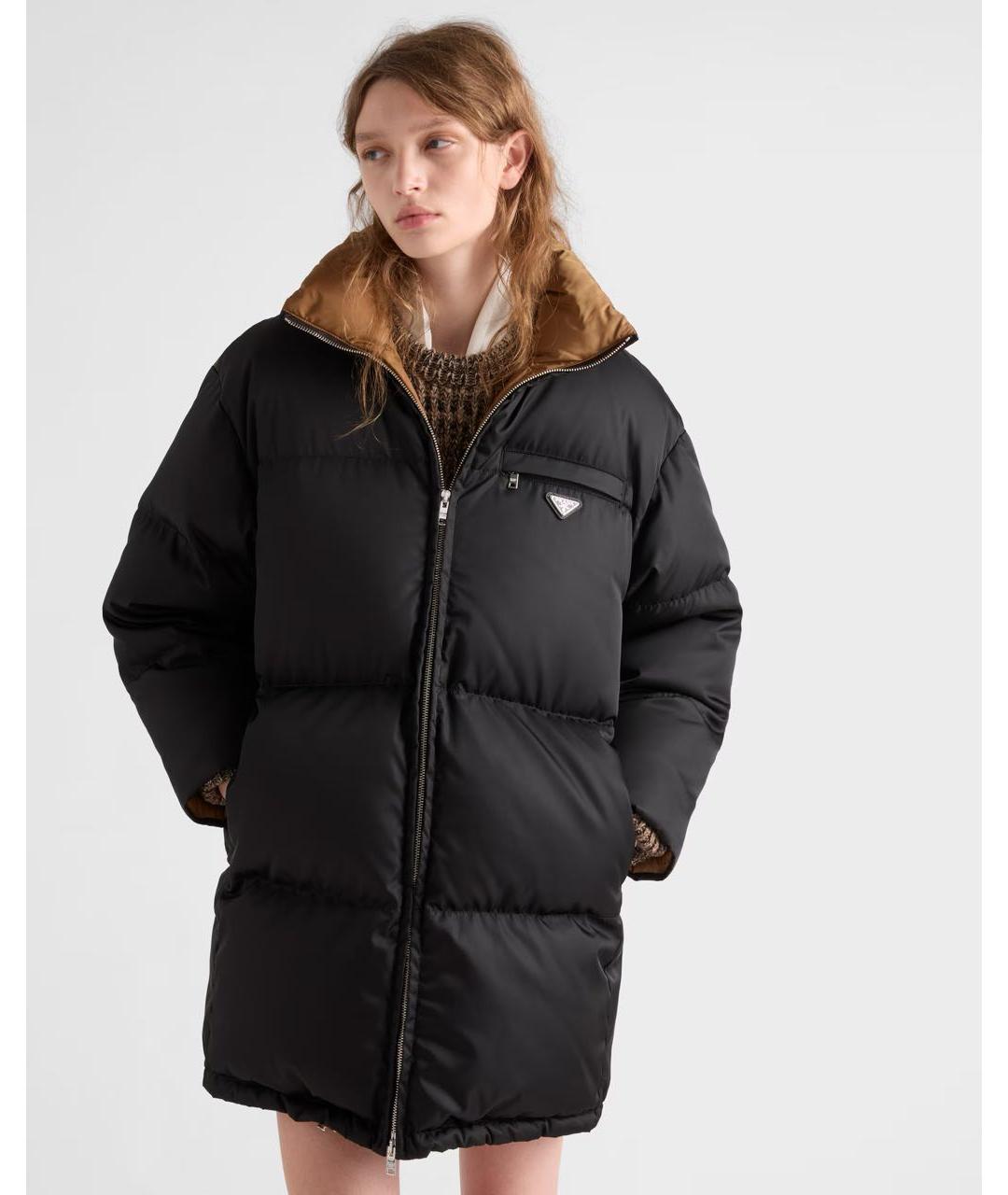 PRADA Черный полиэстеровый пуховик, фото 4