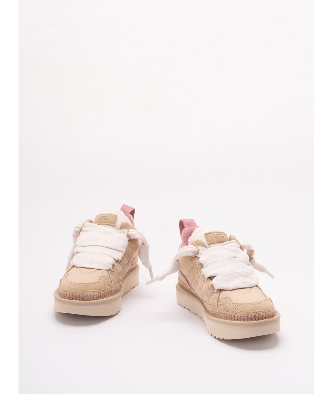 UGG AUSTRALIA Бежевые кожаные кроссовки, фото 2