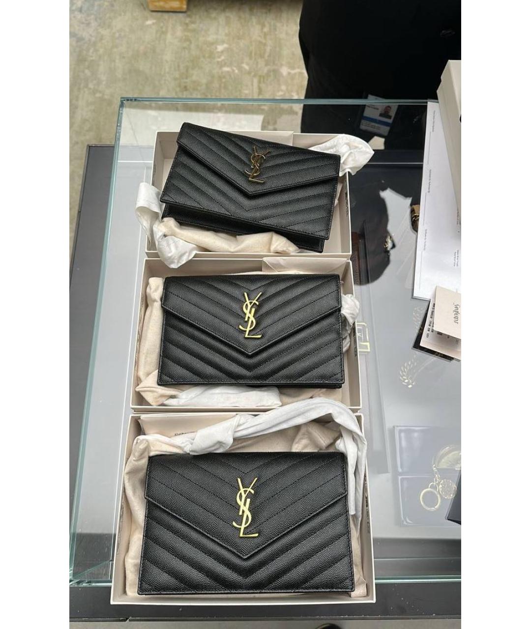 SAINT LAURENT Черная кожаная сумка через плечо, фото 3