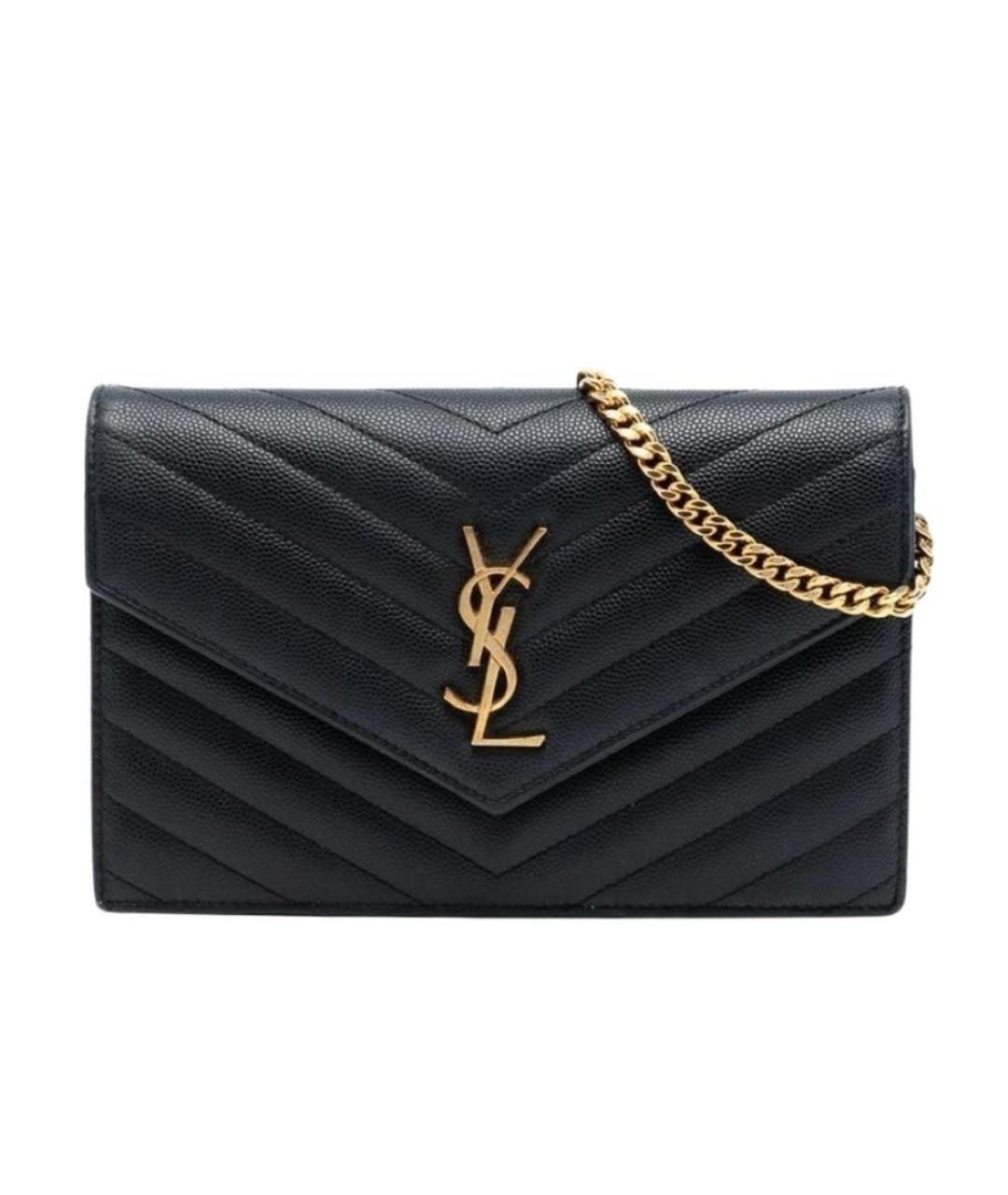 SAINT LAURENT Черная кожаная сумка через плечо, фото 5