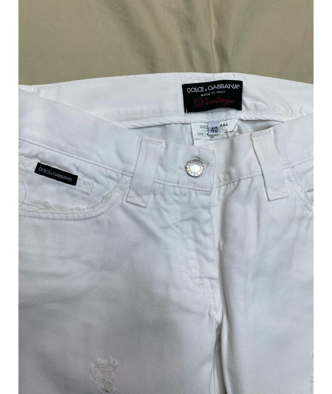 DOLCE&GABBANA Белые хлопко-эластановые прямые джинсы, фото 3