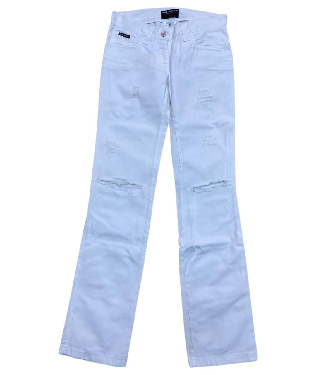 DOLCE&GABBANA Белые хлопко-эластановые прямые джинсы, фото 1