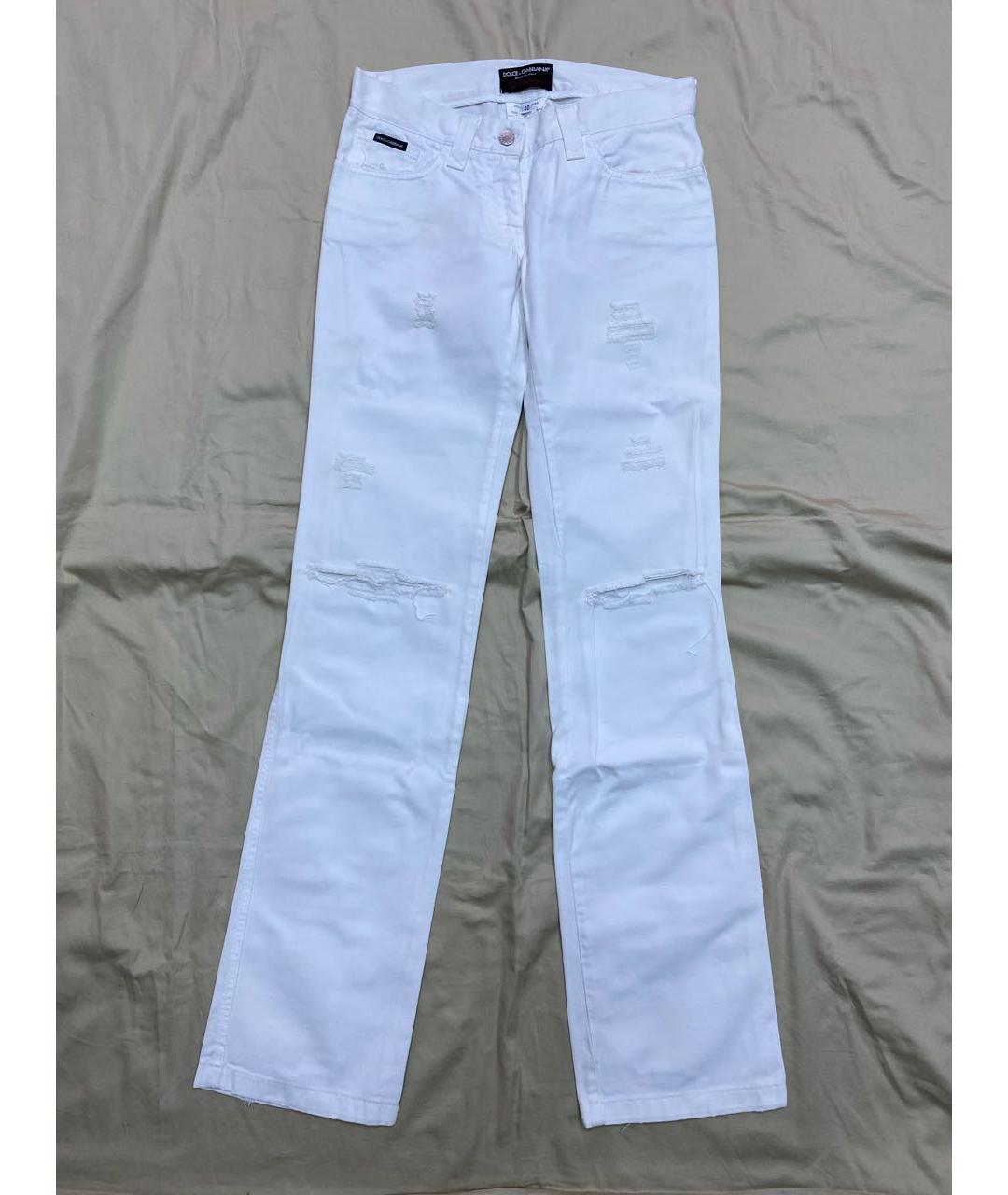 DOLCE&GABBANA Белые хлопко-эластановые прямые джинсы, фото 6