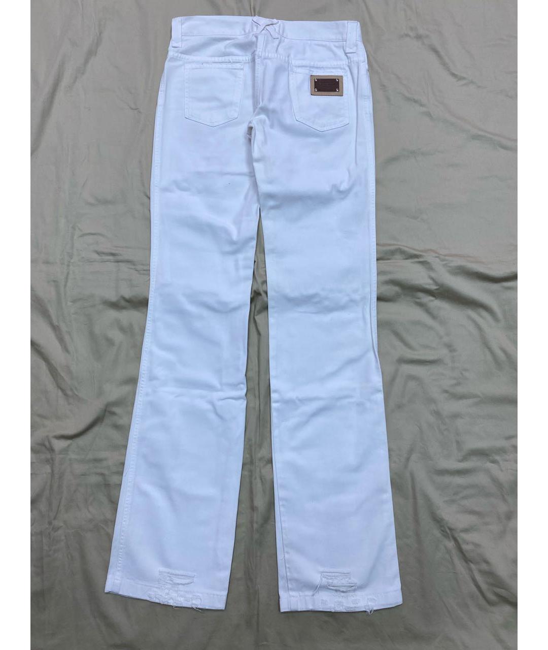 DOLCE&GABBANA Белые хлопко-эластановые прямые джинсы, фото 2