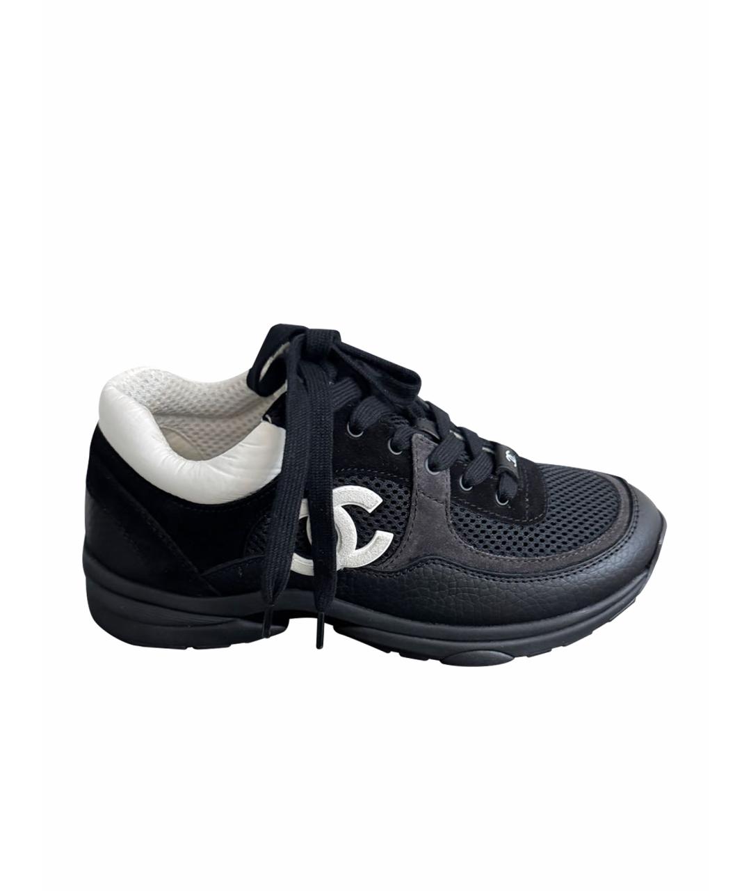 CHANEL Черные текстильные кроссовки, фото 1