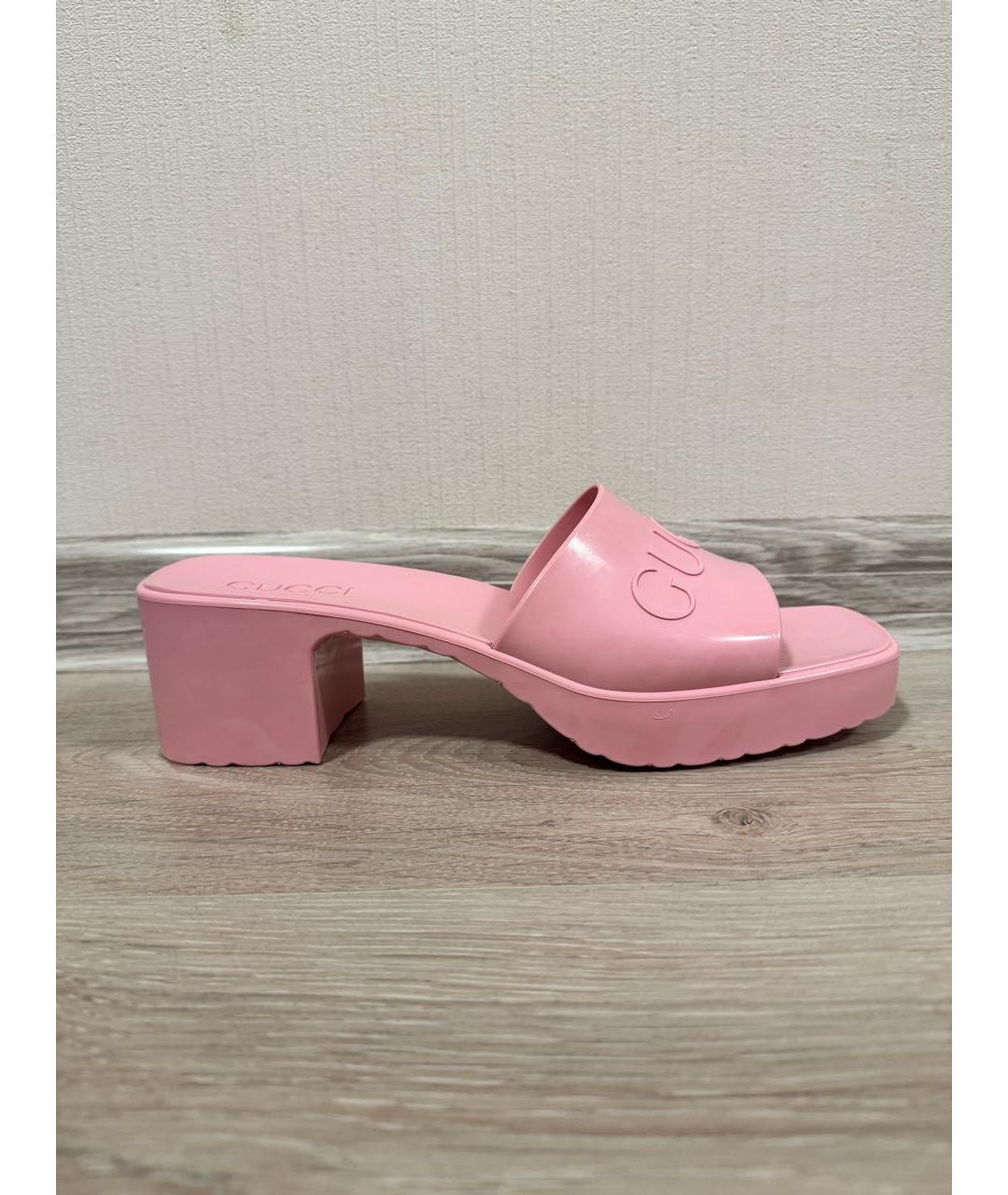 GUCCI Розовые резиновые босоножки, фото 5