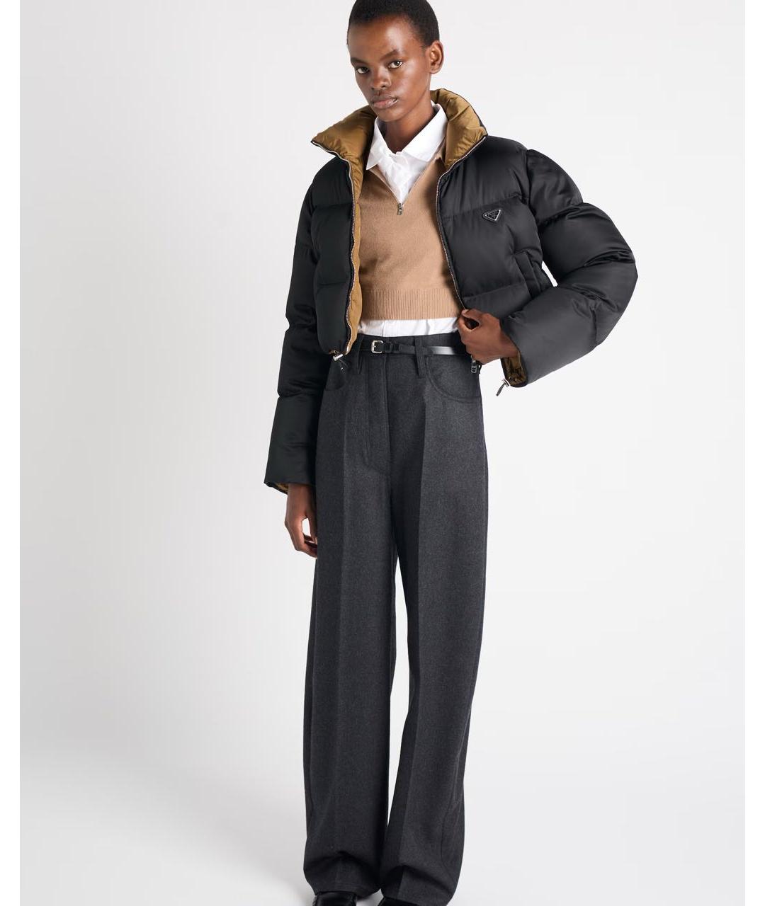 PRADA Черный полиэстеровый пуховик, фото 4