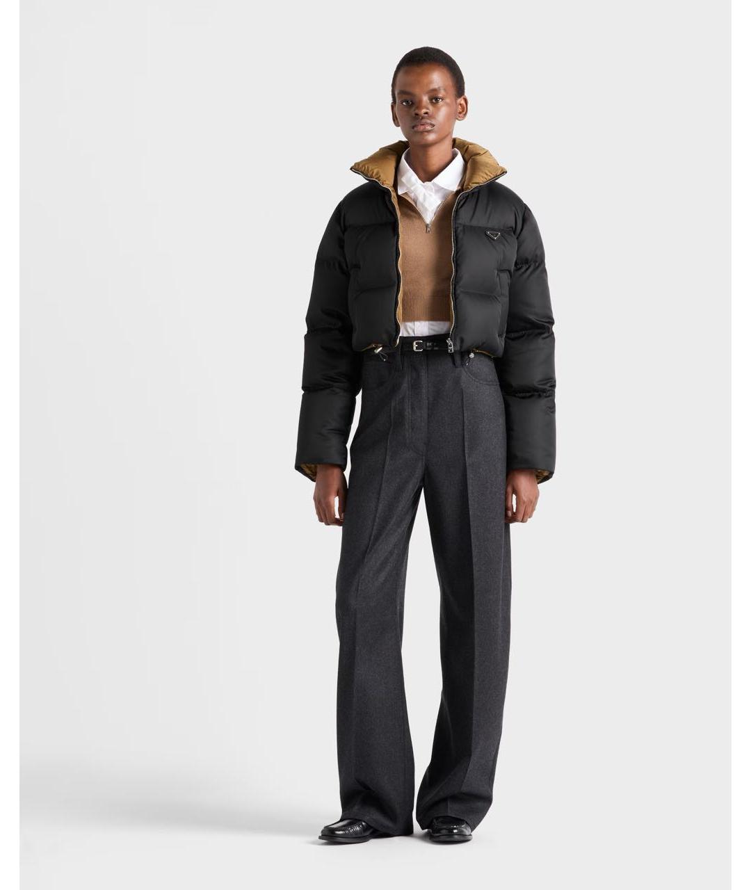 PRADA Черный полиэстеровый пуховик, фото 2