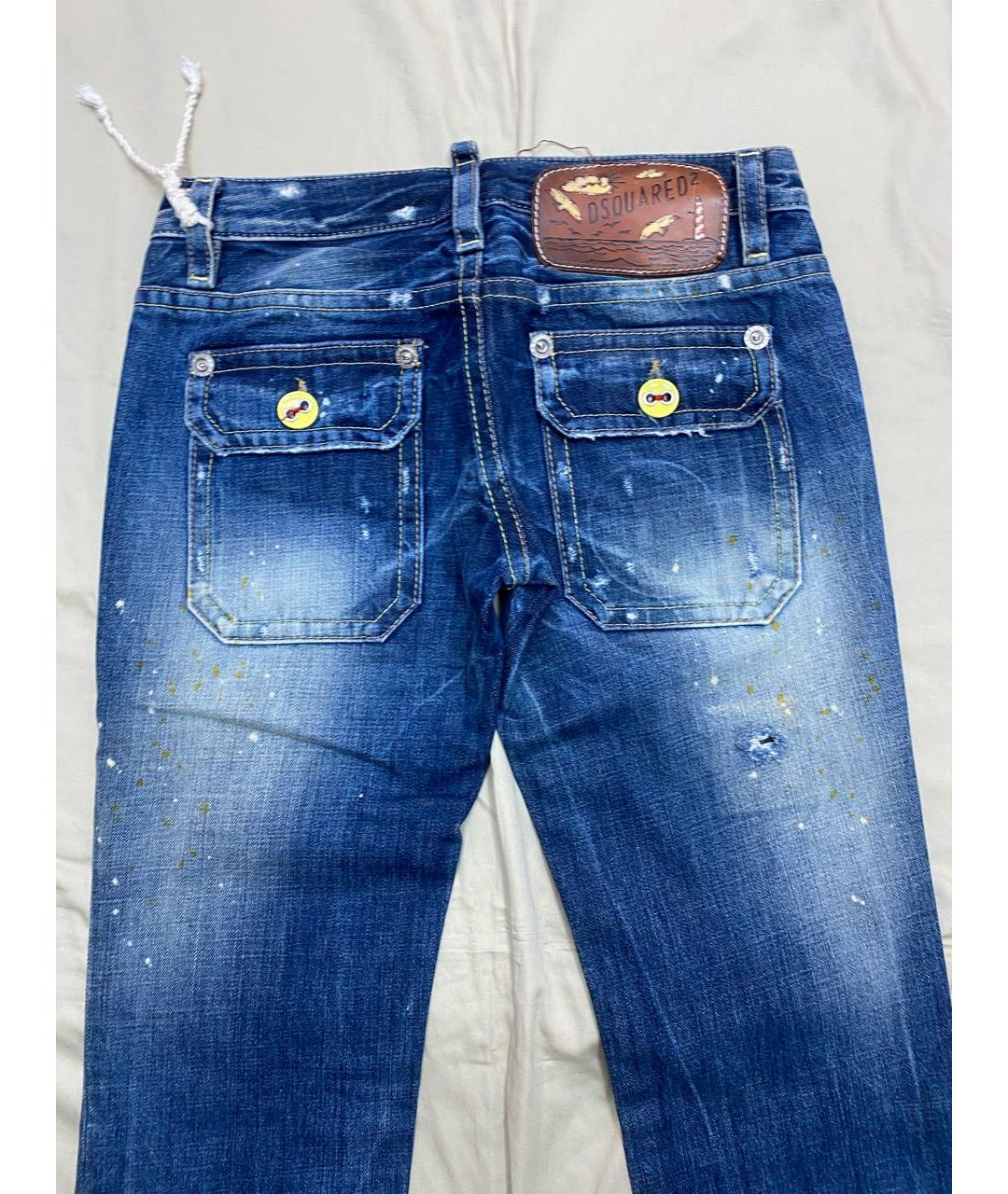 DSQUARED2 Синие хлопковые прямые джинсы, фото 4