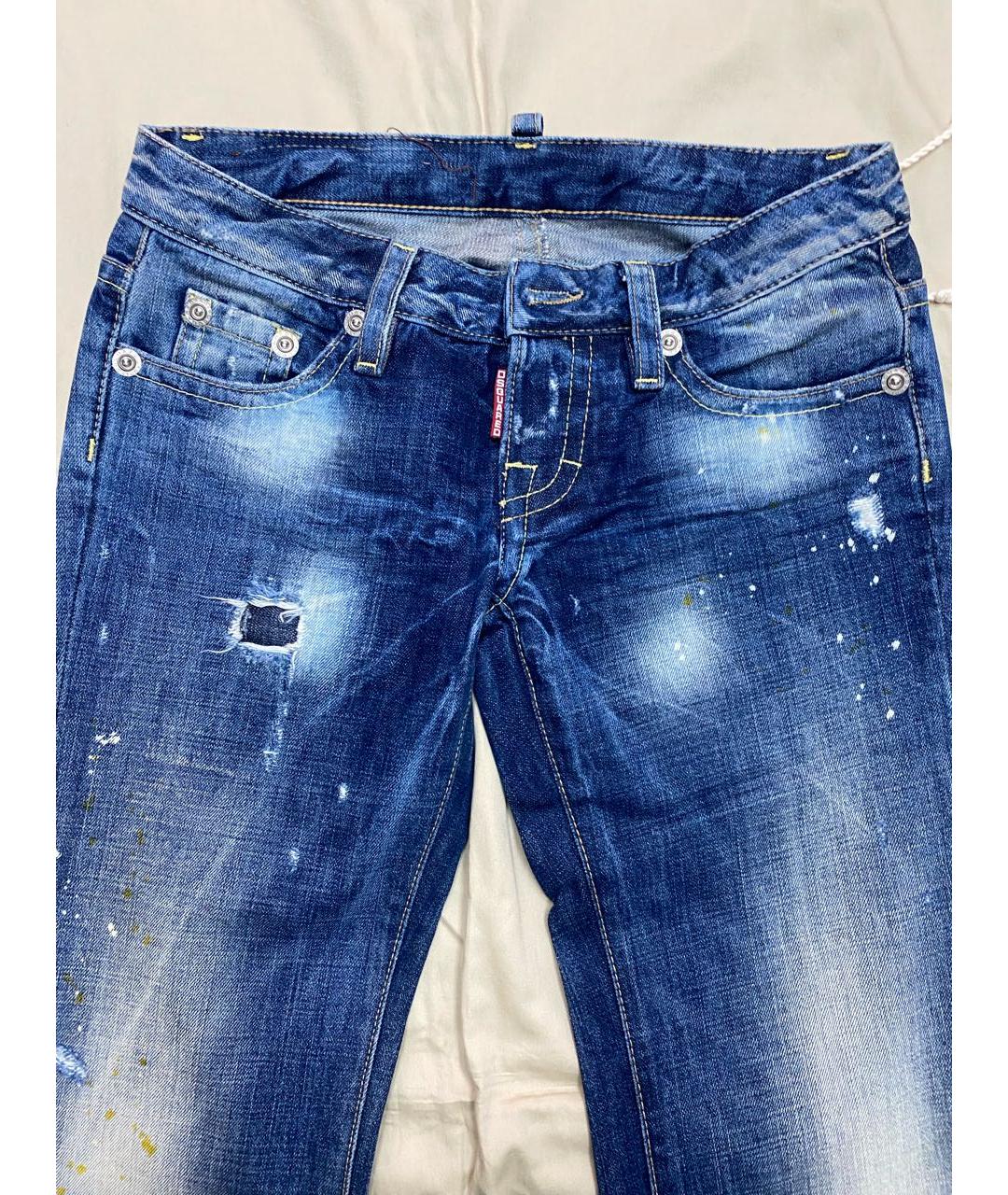 DSQUARED2 Синие хлопковые прямые джинсы, фото 7