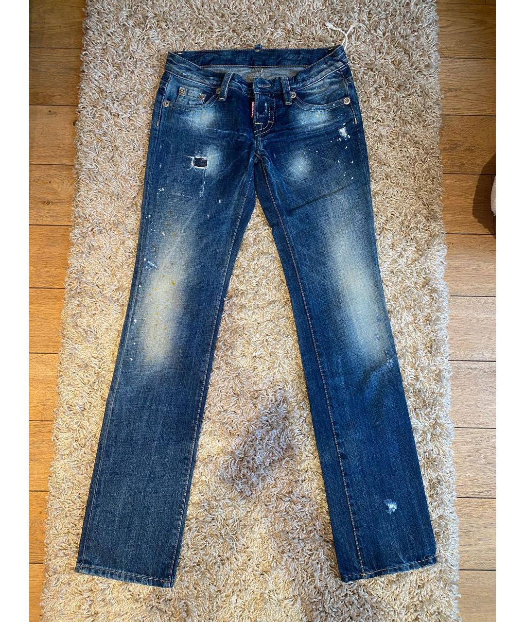 DSQUARED2 Синие хлопковые прямые джинсы, фото 5