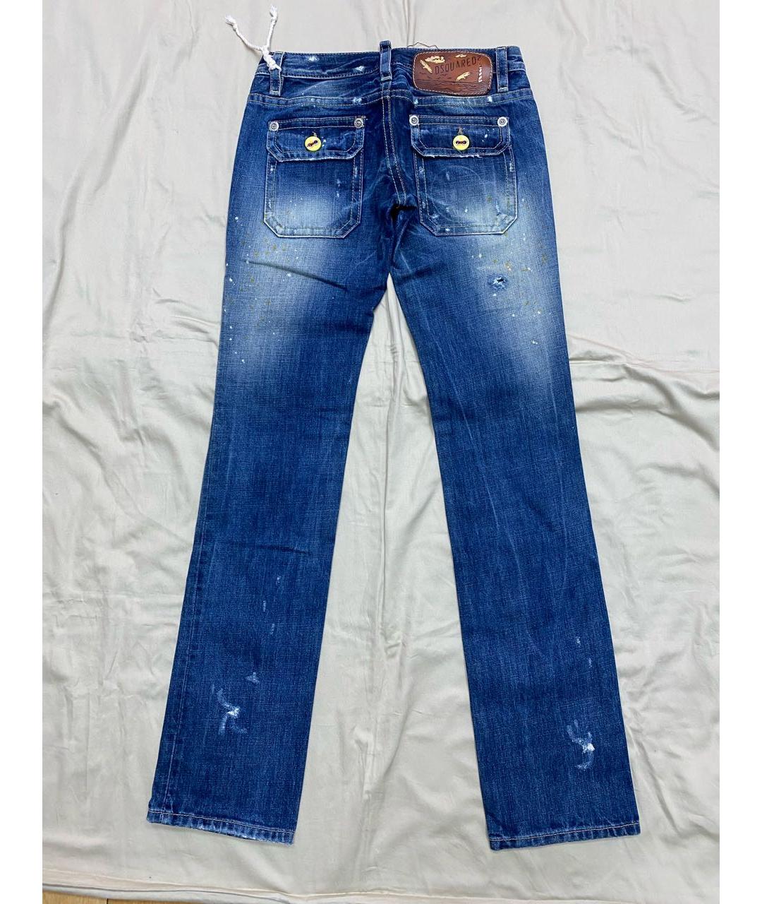 DSQUARED2 Синие хлопковые прямые джинсы, фото 2