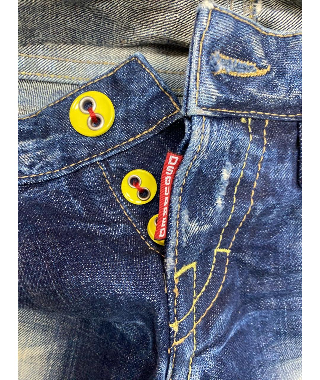 DSQUARED2 Синие хлопковые прямые джинсы, фото 3