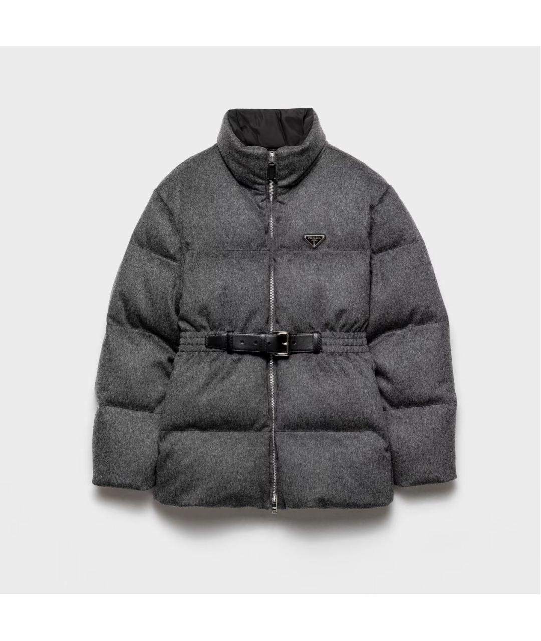 PRADA Серый полиэстеровый пуховик, фото 6