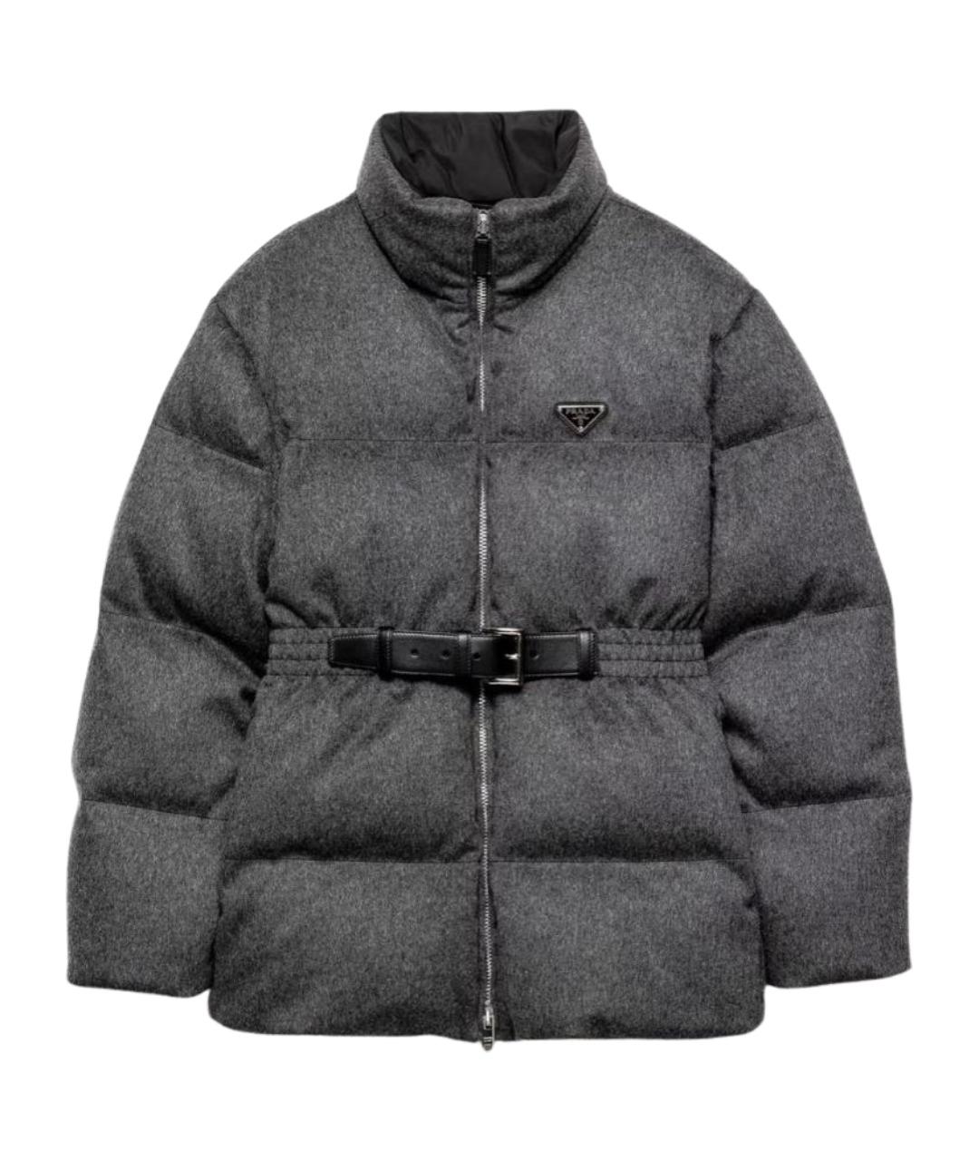 PRADA Серый полиэстеровый пуховик, фото 1