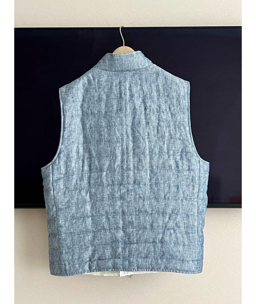 BRUNELLO CUCINELLI Голубой льняной жилет, фото 2