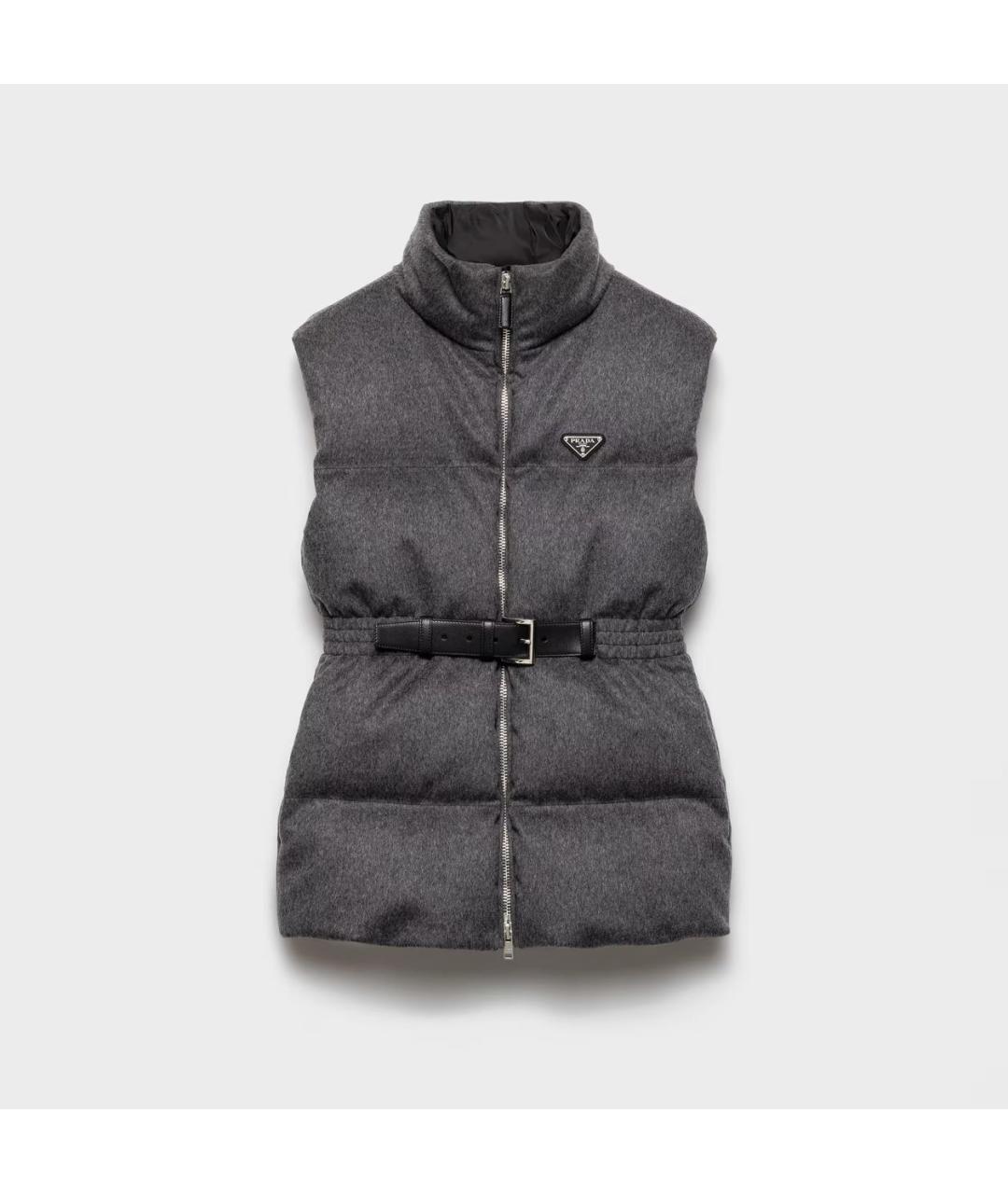 PRADA Серый полиэстеровый пуховик, фото 6