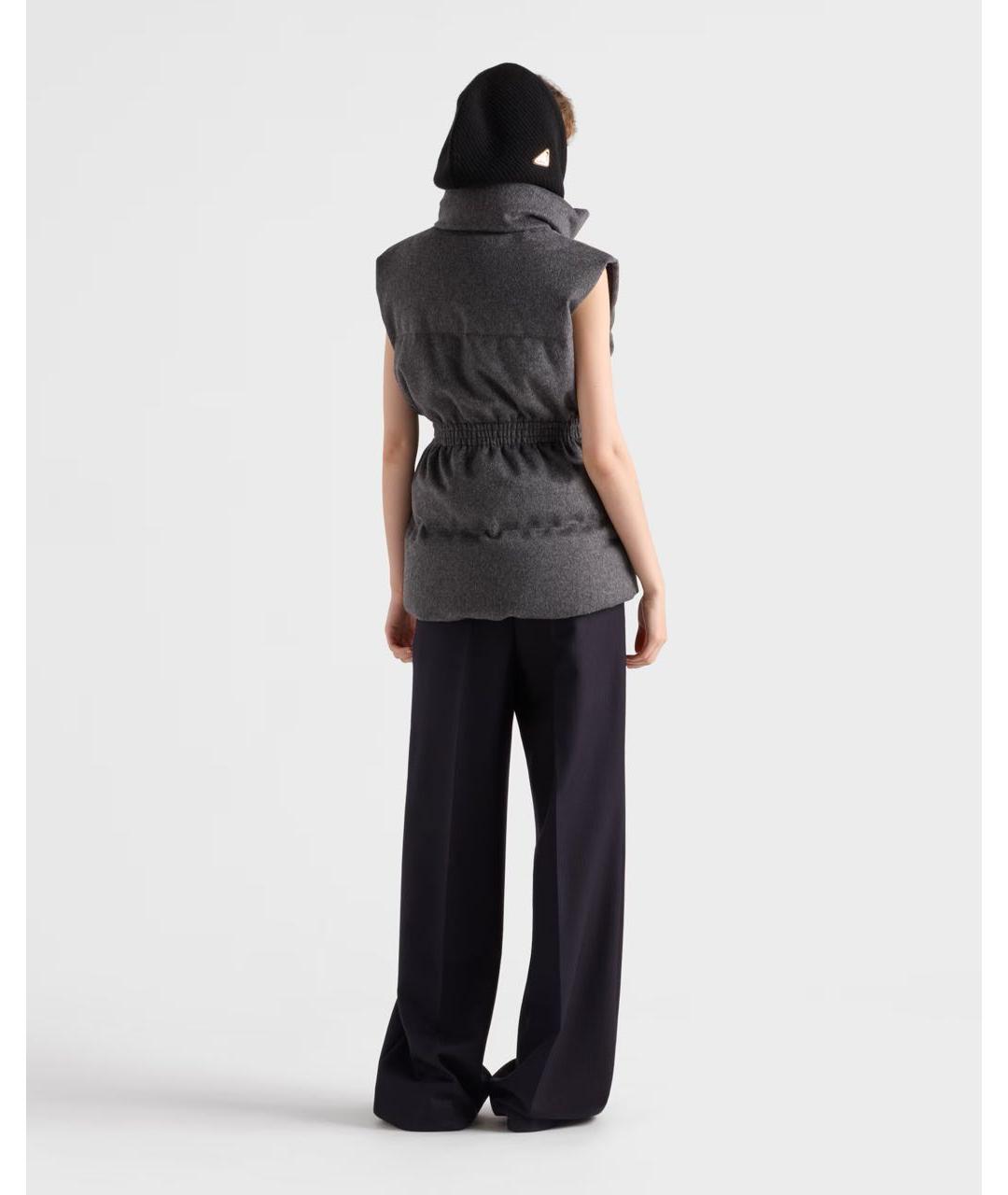 PRADA Серый полиэстеровый пуховик, фото 5