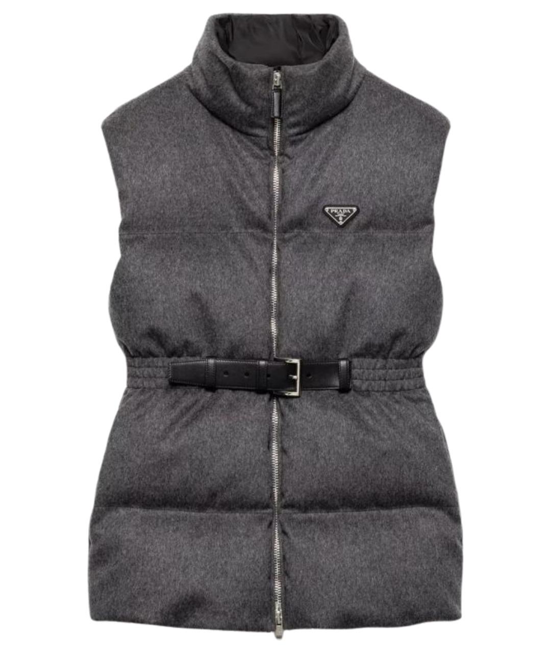 PRADA Серый полиэстеровый пуховик, фото 1